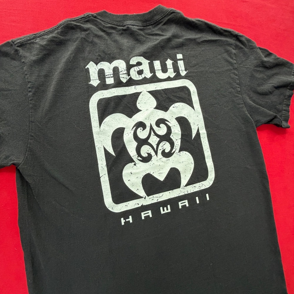Maui Hawaii Honu Sea Turtle T-Shirt Mens Large Black Cotton Graphic T Distressed